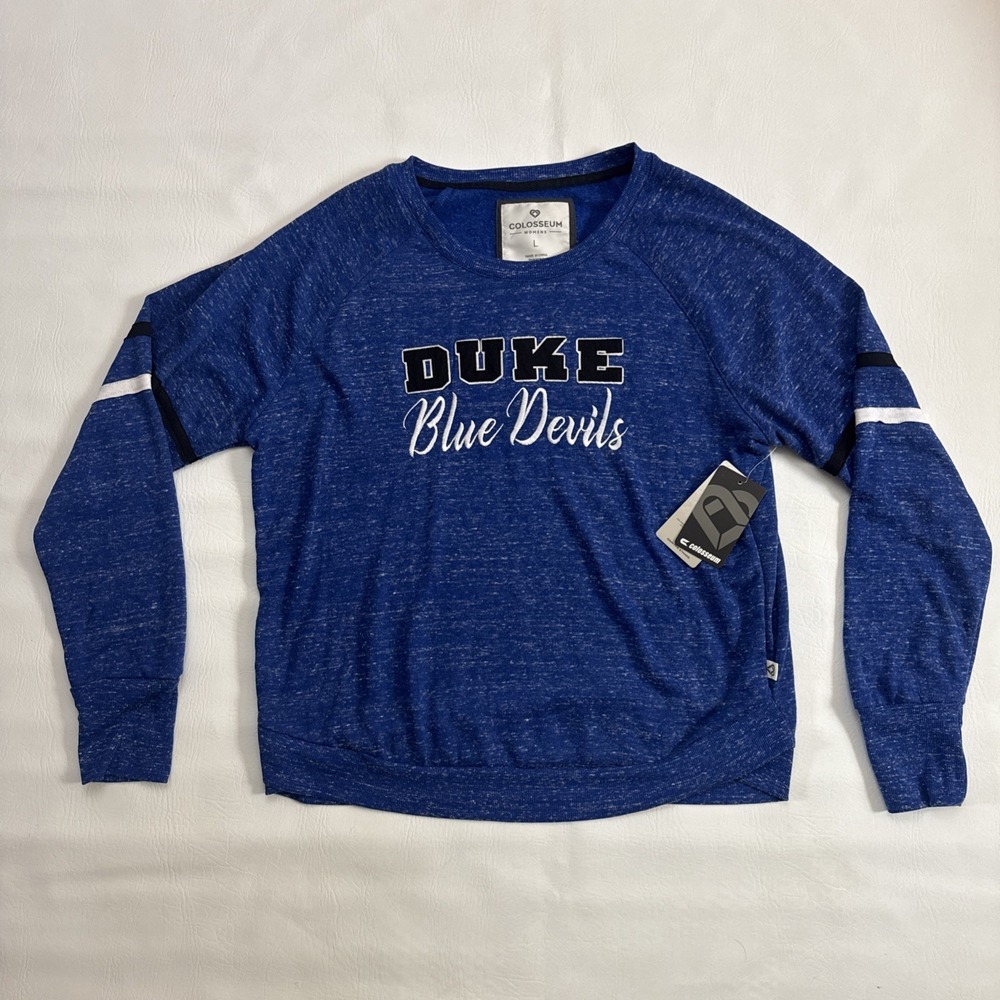 Colosseum Duke Blue Devils Womens Royal‎ Blue Pullover Sweatshirt Large NCAA New